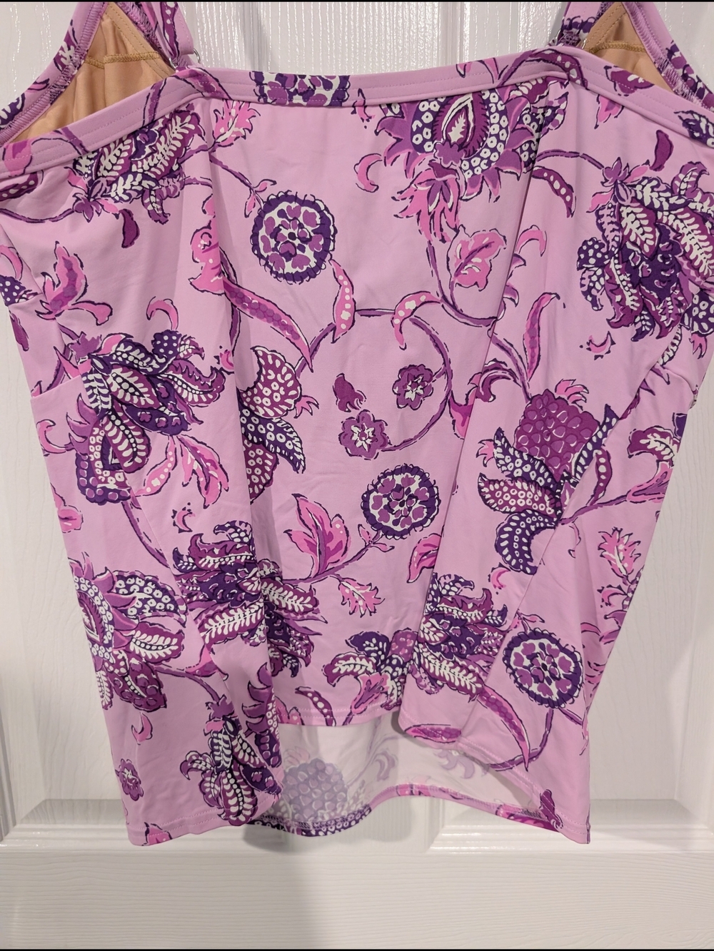 Lands' End Purple & Pink Floral Twist-Front Tankini Swim Top in Size 18 - Picture 8 of 12